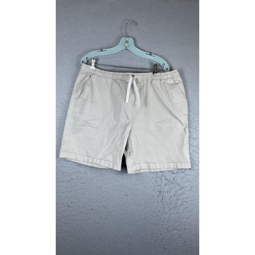Chubbies Shorts Mens 2XL Beige Chino 7 Inseam Drawstring Elastic Waist Casual